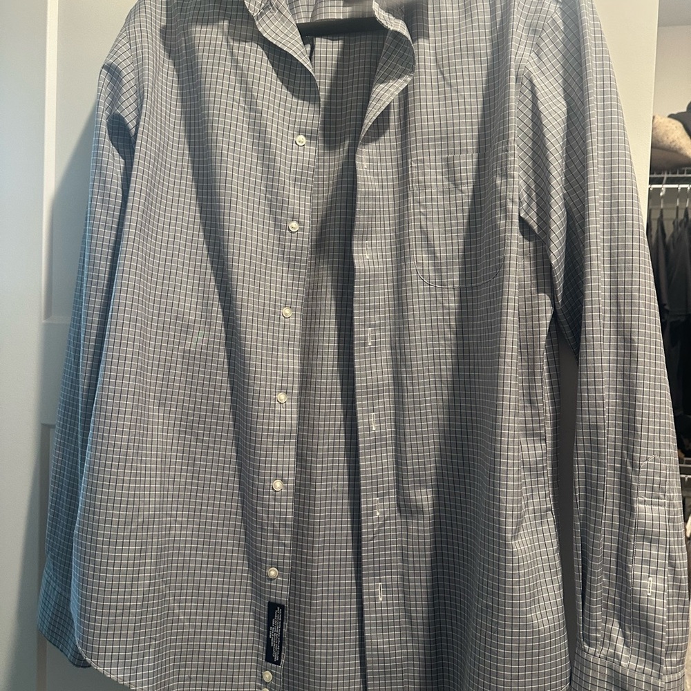 Jos A Bank Men's Gray Checkered Dress Shirt